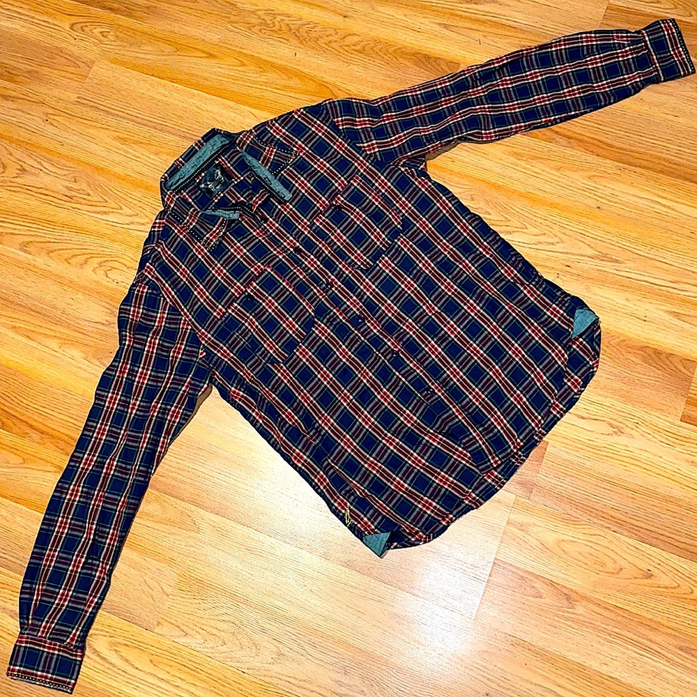 Multi Colored Robin’s Jean’s Plaid Long-Sleeved Shirt. Size Small.